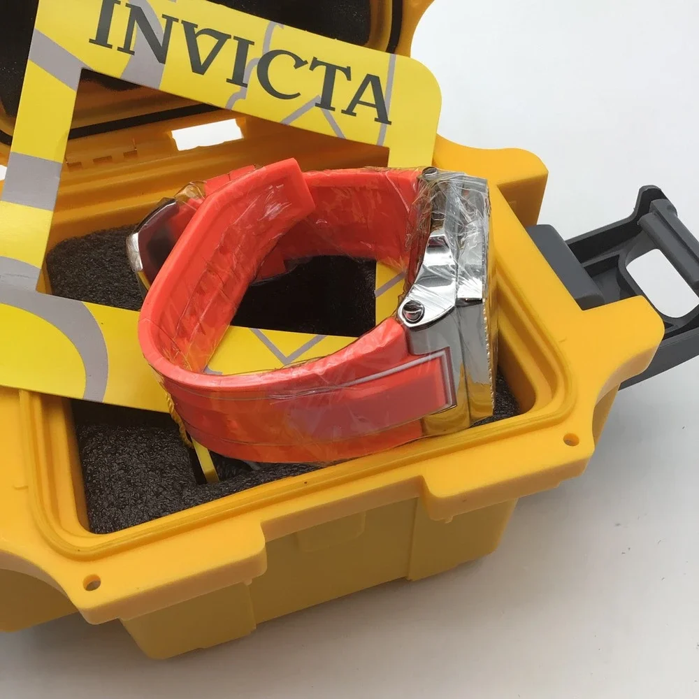 Invicta S1 Rally Diablo‎ Automatic Skeleton Watch Orange Strap Crystal Bezel NEW